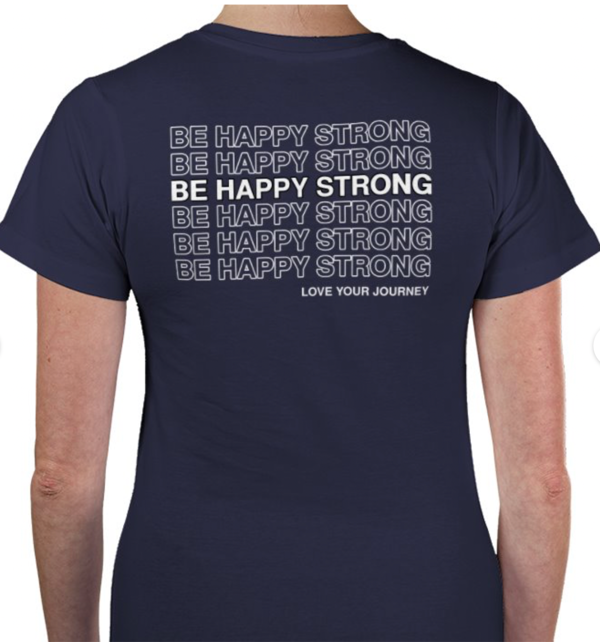 Women’s Happy Strong V-Neck Tshirt (Navy)